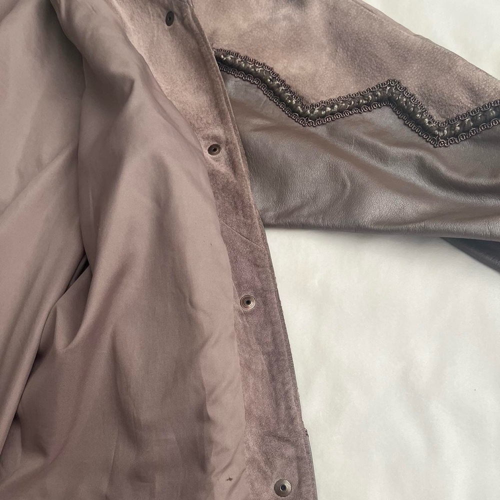 Western Patchwork Brown Suede Bomber Jacket - image 8